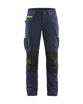 Damen Service Arbeitshose mit StretchDunkel Marineblau/High Vis Gelb