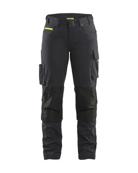 Damen Service Arbeitshose mit Stretch Schwarz/Gelb