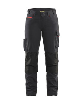 Damen Service Arbeitshose mit Stretch Schwarz/Rot