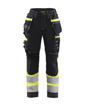 Damen High Vis Arbeitshose mit Stretch Schwarz/Gelb