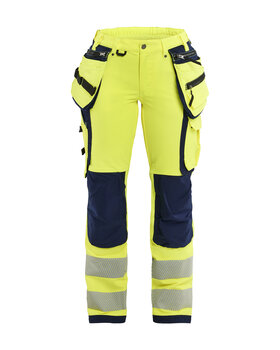 Damen High Vis Arbeitshose 4-Wege-Stretch High Vis Gelb/Marineblau