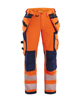 Damen High Vis Arbeitshose 4-Wege-StretchHigh Vis Orange/Marineblau