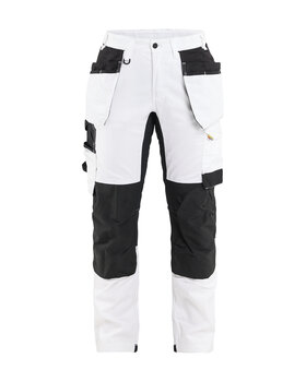 DAMEN MALERHOSE STRETCH Weiß/Schwarz
